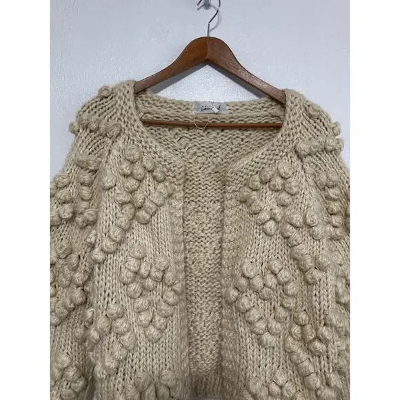 Chicwish NWOT Knit Your Love Bobble Cardigan Sweater M Cream Coquette Soft Girl - Picture 5 of 12